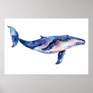 Poster Aquarelle de baleine