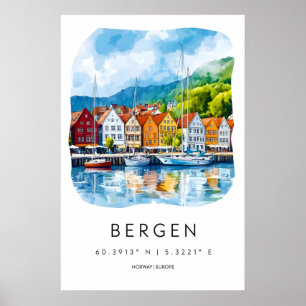 Poster Aquarelle de Bergen 1