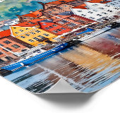 Poster Aquarelle de Bergen Norvège (Coin)