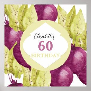 Poster Aquarelle de betteraves mignonnes Art personnalisé