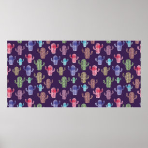 Poster Aquarelle de cactus tendance tirant en continu mot