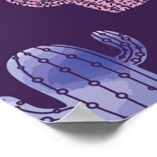 Poster Aquarelle de cactus tendance tirant en continu mot (Coin)