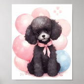 Poster Aquarelle de caniche noire mignonne Chien adorable (Devant)