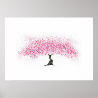 Poster Aquarelle de cerisier en fleurs