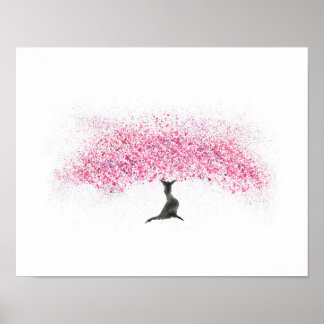 Poster Aquarelle de cerisier en fleurs