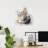 Poster Aquarelle de chat (Bureau à domicile)