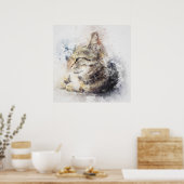 Poster Aquarelle de chat (Cuisine)