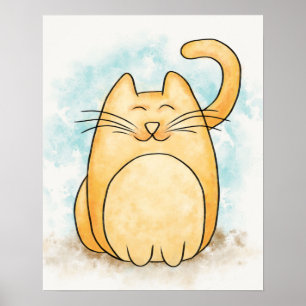 Poster Aquarelle de chat mignonne