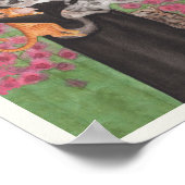 Poster Aquarelle de chat Perse Noir Aqua Vase (Coin)