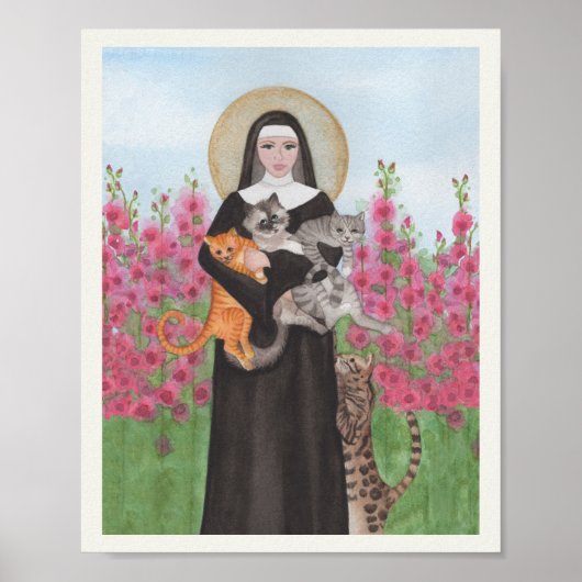 Poster Aquarelle de chat Perse Noir Aqua Vase (Devant)