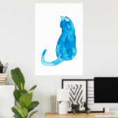 Poster Aquarelle de chat turquoise (Bureau à domicile)