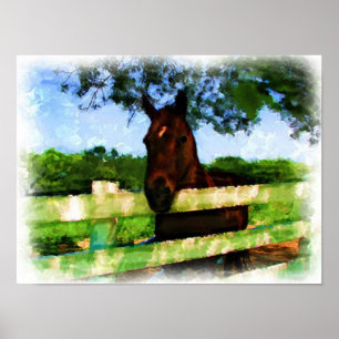 Poster Aquarelle de cheval bonjour