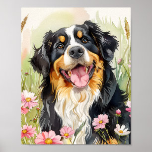 Poster Aquarelle de chien bernois Imprimer