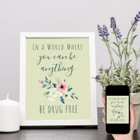 Aquarelle de citation anti-drogues Floral Soyez sa