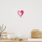 Poster Aquarelle de coeur rose (Cuisine)