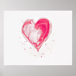 Poster Aquarelle de coeur rose