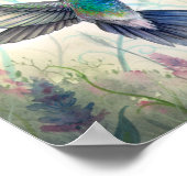 Poster Aquarelle de colibri et de fleurs de nectar doux (Coin)