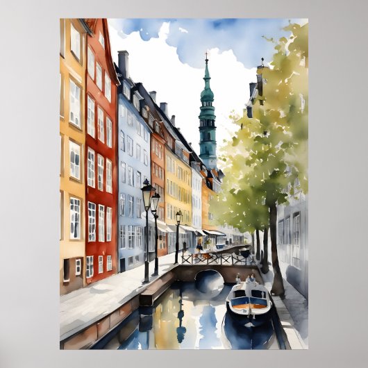 Poster Aquarelle de Copenhague (Devant)
