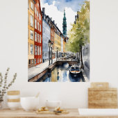 Poster Aquarelle de Copenhague (Cuisine)