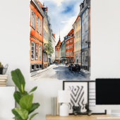 Poster Aquarelle de Copenhague (Bureau à domicile)