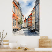 Poster Aquarelle de Copenhague (Cuisine)