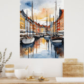 Poster Aquarelle de Copenhague (Cuisine)