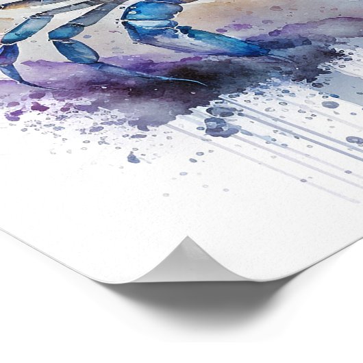 Poster Aquarelle de crabe bleu (Coin)