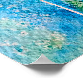 Poster Aquarelle de Dandelion bleu et vert abstrait (Coin)