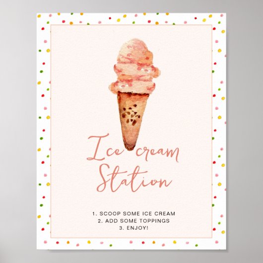 Poster Aquarelle de douche nuptiale Station de glace (Devant)