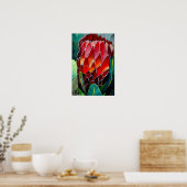 Poster Aquarelle de fleur de Protea peinture art original (Cuisine)