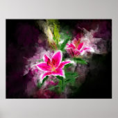 Poster Aquarelle de fleur de Stargazer Lily - bb 02 (Devant)