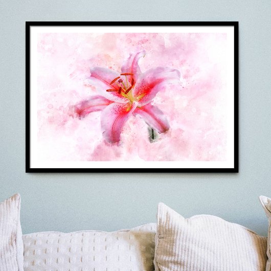 Poster Aquarelle de fleur de Stargazer Lily - wb 01