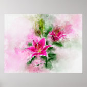 Poster Aquarelle de fleur de Stargazer Lily - wb 02 (Devant)