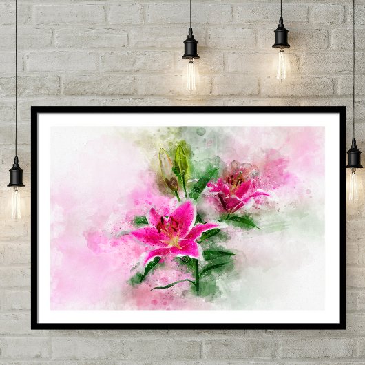 Poster Aquarelle de fleur de Stargazer Lily - wb 02