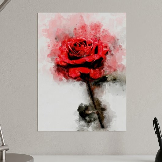 Poster Aquarelle de fleur rouge - wb