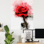 Poster Aquarelle de fleur rouge - wb (Bureau à domicile)