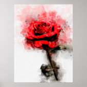 Poster Aquarelle de fleur rouge - wb (Devant)