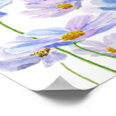 Poster aquarelle de fleurs cosmos pourpre et bleu (Coin)