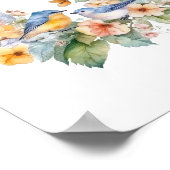Poster Aquarelle de fleurs et d'oiseaux (Coin)