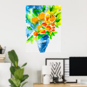 Poster Aquarelle de fruits d'art kumquat orange (Bureau à domicile)