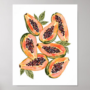 Poster Aquarelle de fruits de papaye