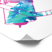 Poster Aquarelle de gardien de hockey Filles roses (Coin)