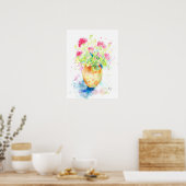 Poster Aquarelle de géranium en terre cuite (Cuisine)