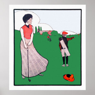 Poster Aquarelle de golf 1901 vintage