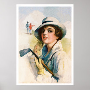 Poster Aquarelle de golf vintage 1916