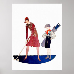 Poster Aquarelle de golf vintage 1928 Imprimer