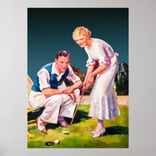 Poster Aquarelle de golf vintage 1934 (Devant)