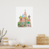 Poster Aquarelle de la cathédrale Saint-Basile de Moscou (Cuisine)
