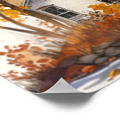 Poster Aquarelle de la côte vibrante d'automne phare d'au (Coin)