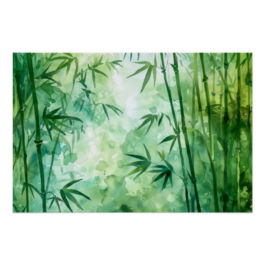 Poster Aquarelle de la forêt de Bambou (Devant)